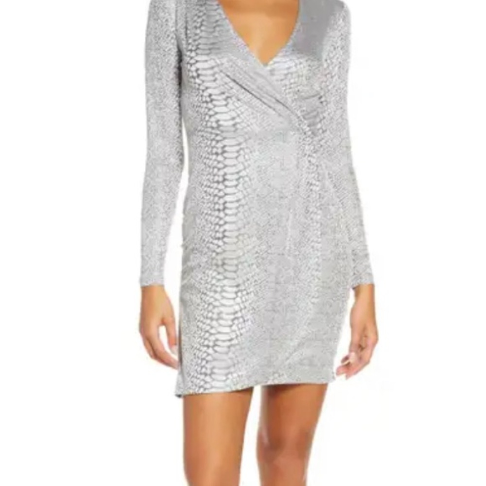 French connection long sleeve Nordstrom snake jacquard dress size 0